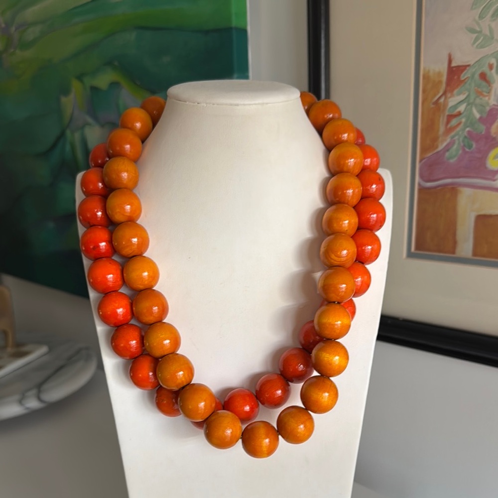 Bold Orange & Red Graduated Bead Necklace - Women Jewelry